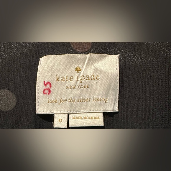 Kate Spade Long Sleeve Bakery Dot Midi Wrap Dress Black w Pink & White Polka Dot - Picture 4 of 8